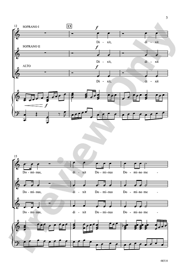 Dixit Dominus – SSA Choral Octavo (Digital Download)