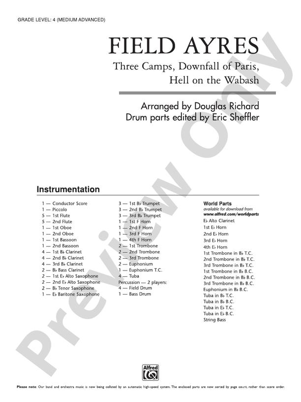 Field Ayres - Concert Band Conductor Score & Parts (Digital Download)