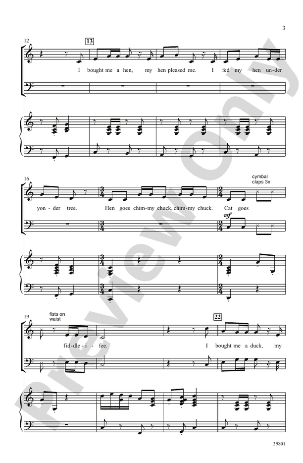 I Bought Me a Cat – SAB Choral Octavo - Digital Sheet Music Download (Digital Download)