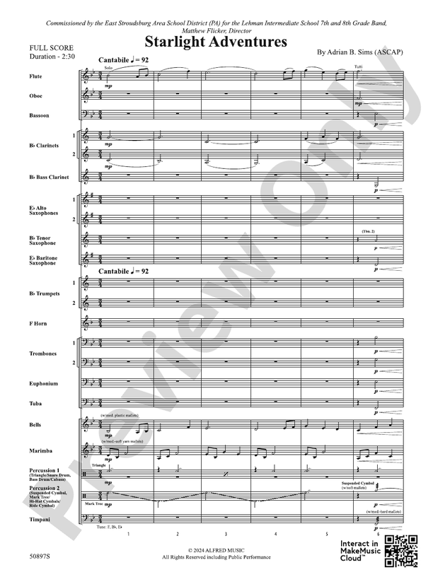 Starlight Adventures – Concert Band Conductor Score & Parts (Digital Download)