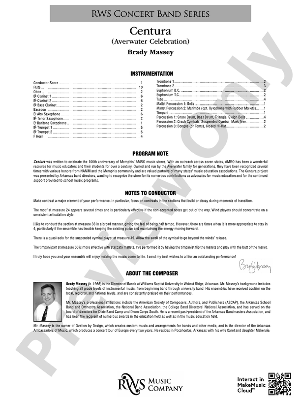 Centura - Averwater Celebration - Concert Band Conductor Score & Parts(Digital Download)