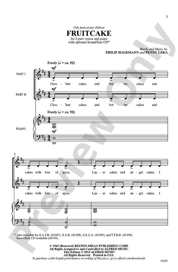 Fruitcake – 2-Part Choral Octavo (Digital Download)