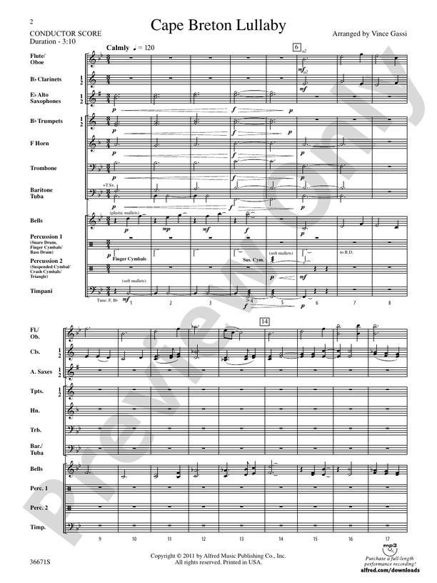 Cape Breton Lullaby - Concert Band Conductor Score & Parts (Digital Download)