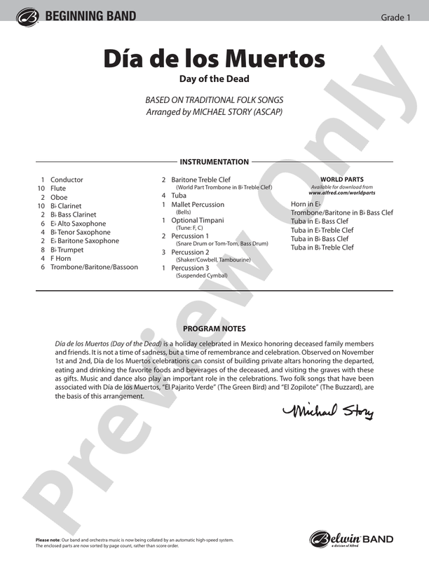 Dia de los Muertos - Concert Band Conductor Score & Parts (Digital Download)