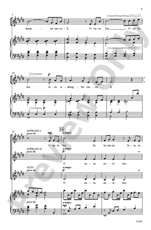 O Nata Lux - SSA Choral Octavo (Digital Download)
