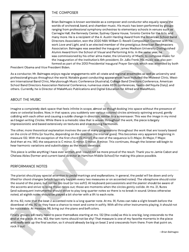 Circles – Concert Band Conductor Score & Parts (Digital Download)