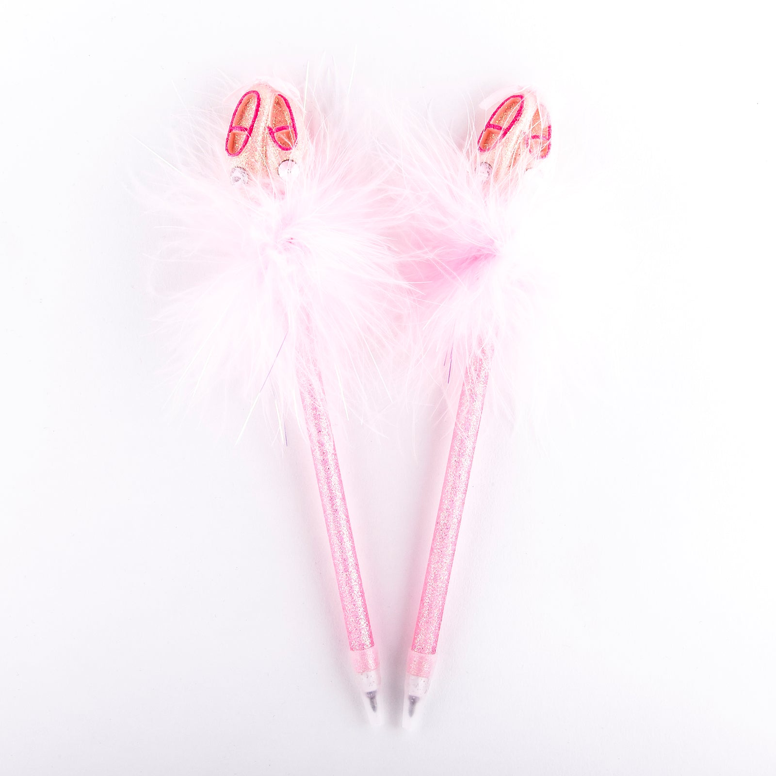 Fluffy Pen Pink Ballet Shoes with Jewels