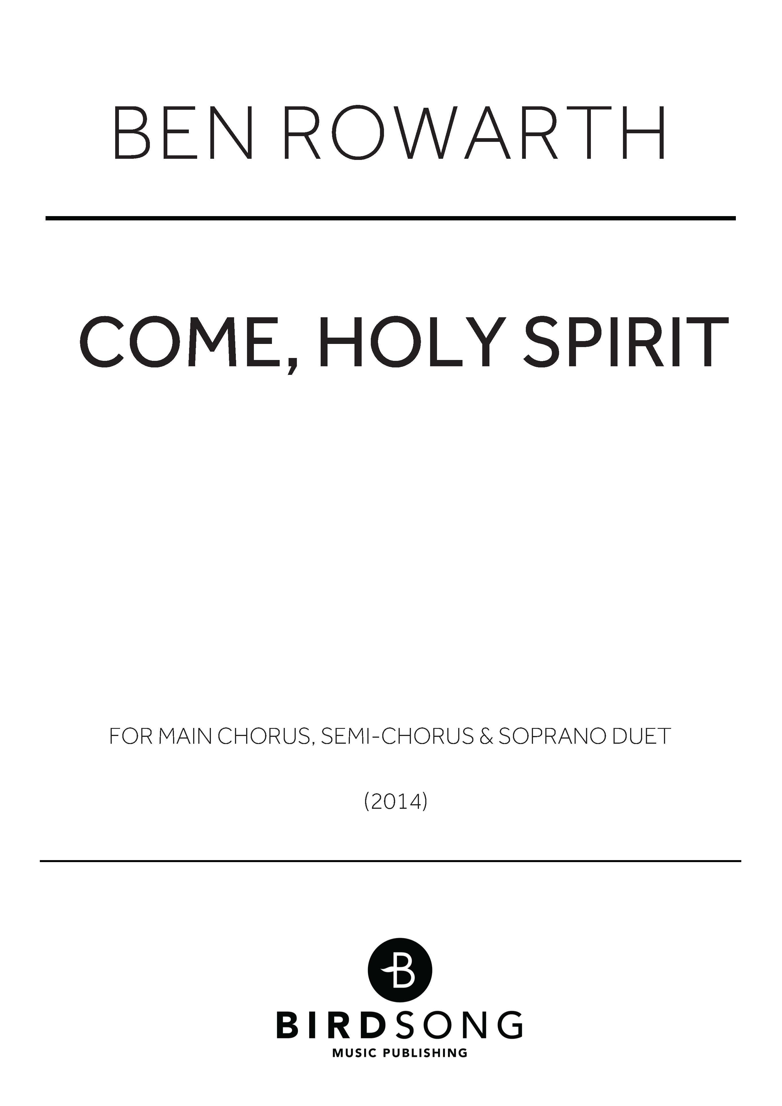 Come Holy Spirit - SATB Choir (Digital Download)