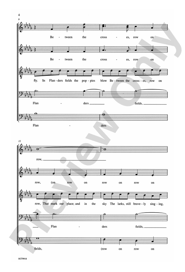 Flanders Fields – SSAATTBB Choral Octavo (Digital Download)