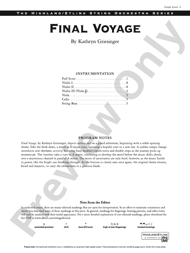 Final Voyage - String Orchestra Conductor Score & Parts (Digital Download)