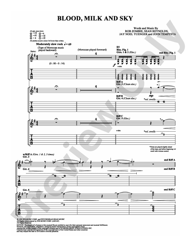 Blood, Milk and Sky - Guitar TAB (Digital Download)