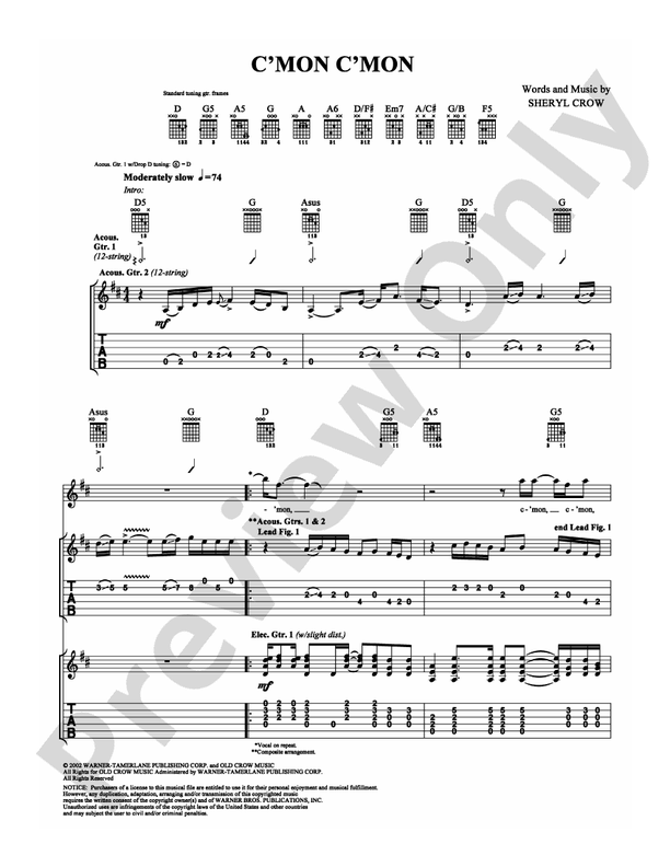 C'mon C'mon - Guitar TAB (Digital Download)