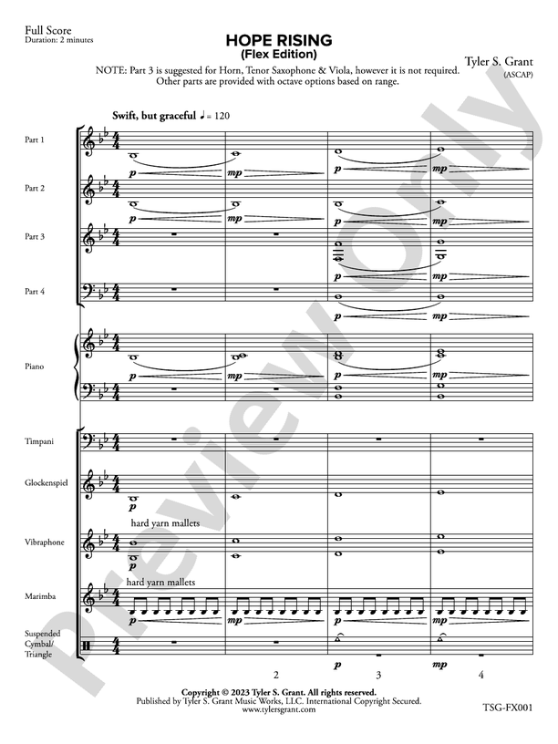 Hope Rising (Flexible Arrangement) - Concert Band Conductor Score & Parts (Digital Download)