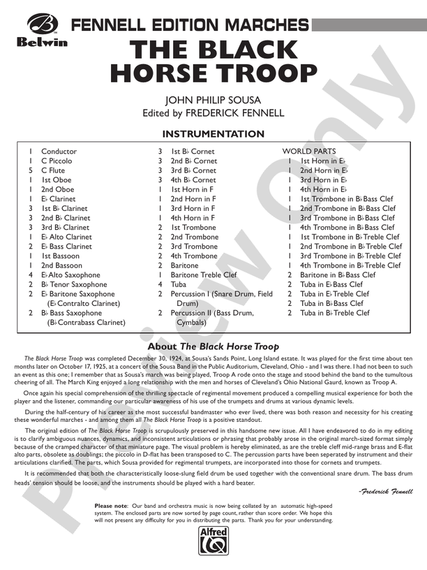 Black Horse Troop - Concert Band Conductor Score & Parts (Digital Download)