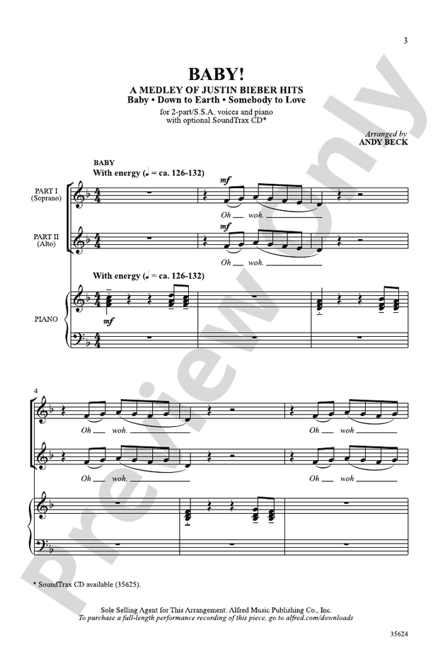 Baby! A Medley of Justin Bieber Hits – 2-Part/SSA Choral Octavo (Digital Download)