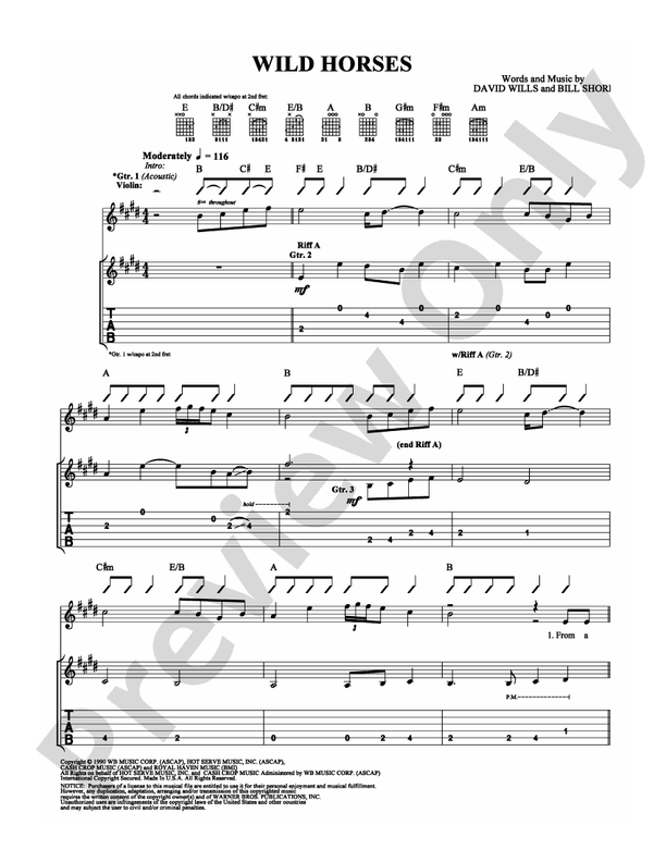 Wild Horses - Garth Brooks - Guitar TAB (Digital Download)