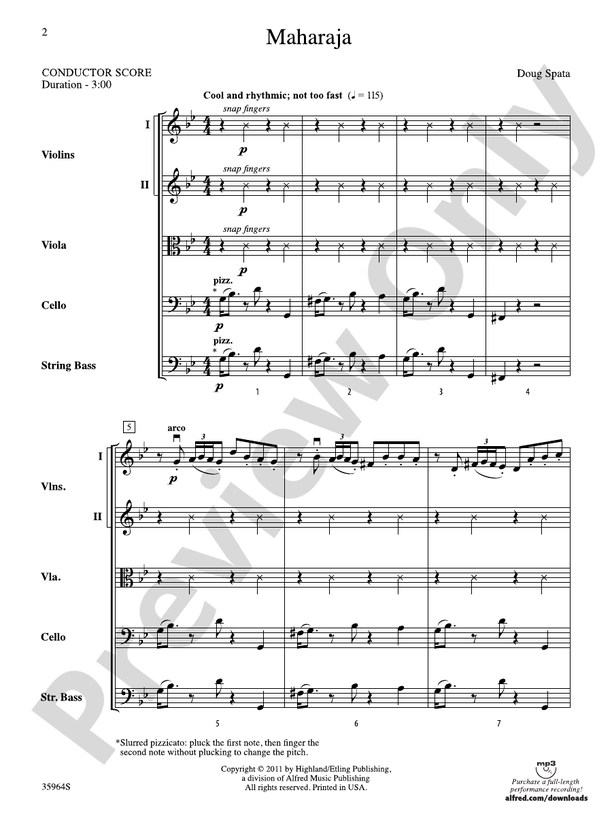 Maharaja – String Orchestra Conductor Score & Parts (Digital Download)