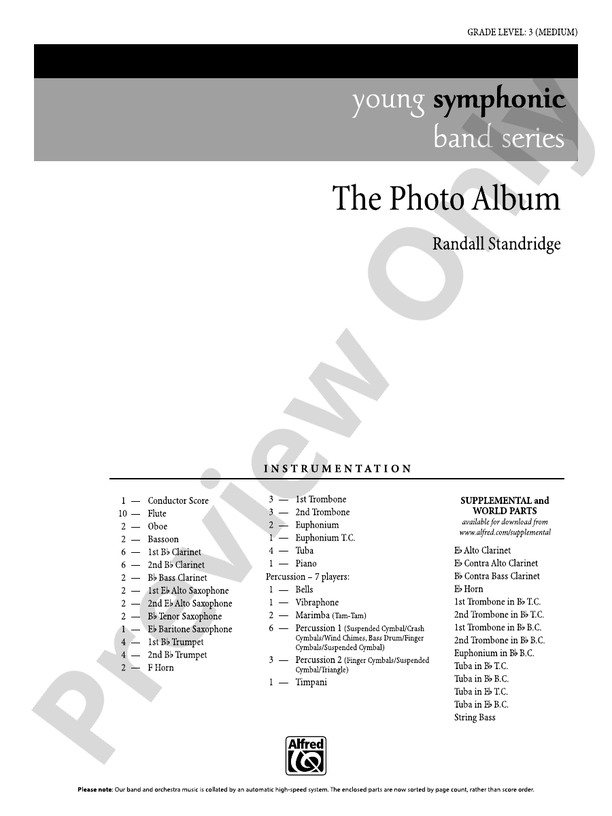 The Photo Album - Concert Band Conductor Score & Parts (Digital Download)