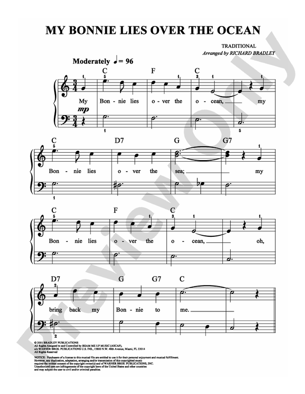 My Bonnie Lies Over the Ocean - Arr. Richard Bradley (DSM-PS-0010070) - Easy Piano (Digital Download)