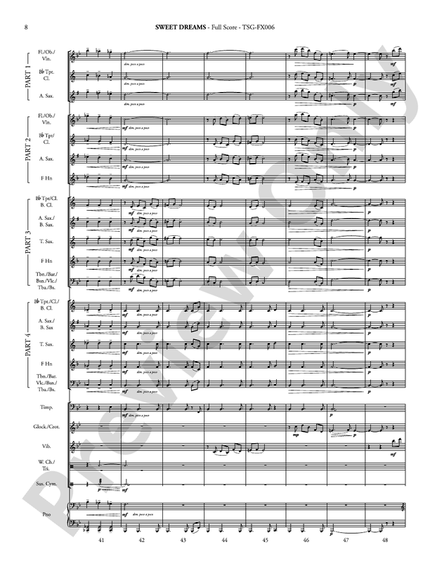 Sweet Dreams (Flexible Arrangement) - Concert Band Conductor Score & Parts (Digital Download)
