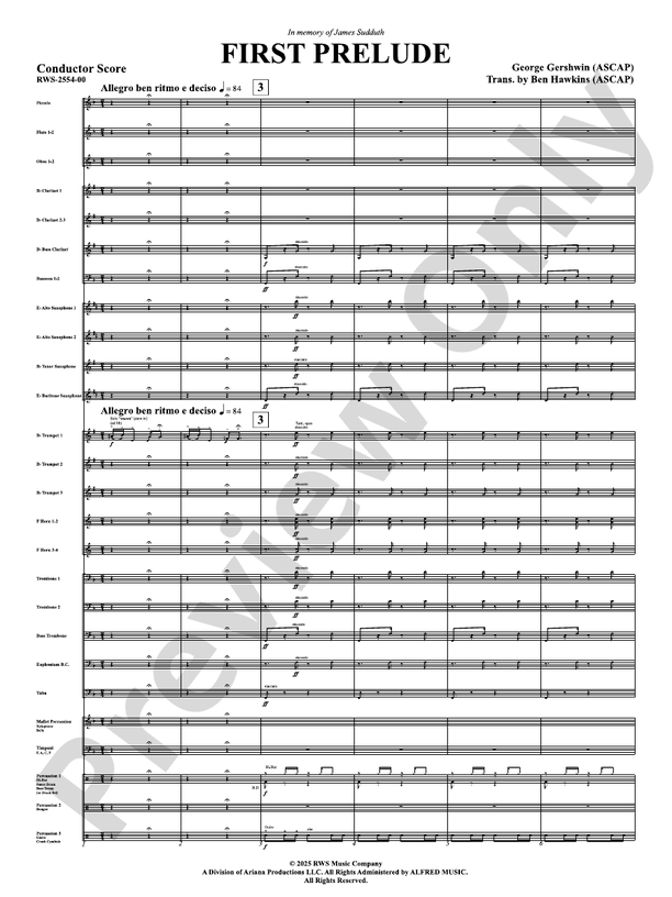 First Prelude - Concert Band Conductor Score & Parts(Digital Download)