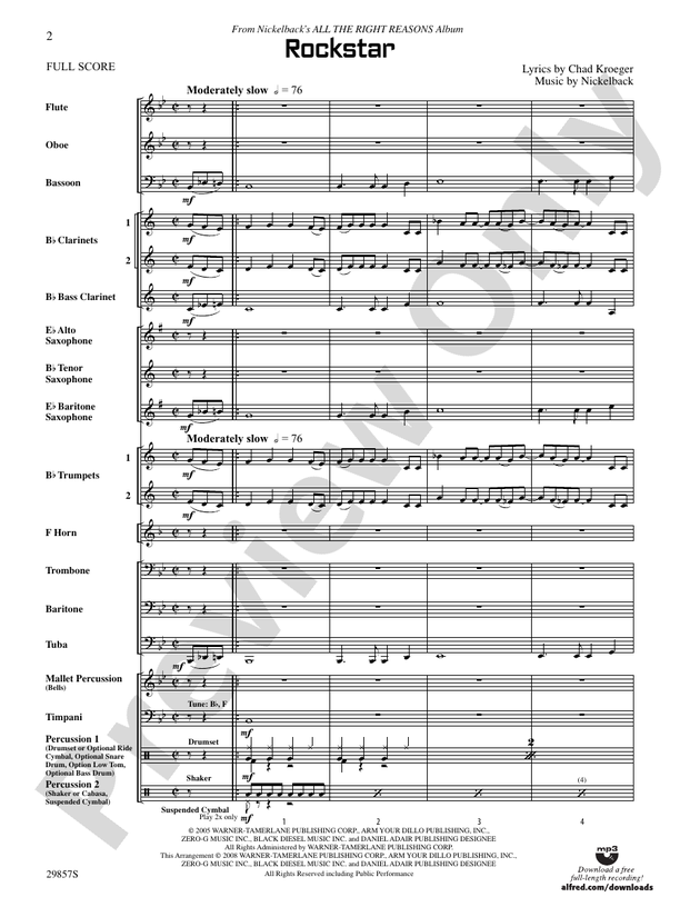 Rockstar - Concert Band Conductor Score & Parts (Digital Download)