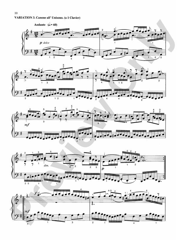 Bach - Goldberg Variations - Piano Solo (Digital Download)