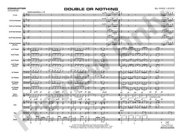 Double or Nothing - Jazz Ensemble Conductor Score & Parts(Digital Download)