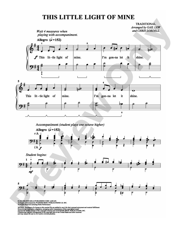 This Little Light of Mine - Arr. Gail Lew and Chris Lobdell - Easy Piano (Digital Download)