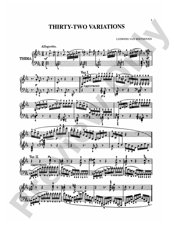 Beethoven - 32 Variations - Piano Solo (Digital Download)