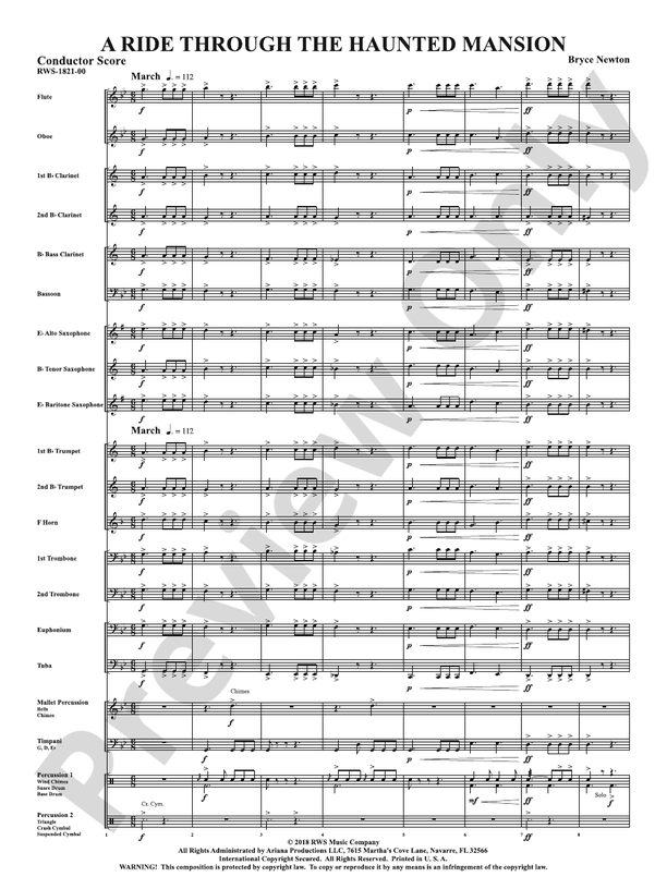 A Ride Through the Haunted Mansion - Concert Band Conductor Score & Parts(Digital Download)