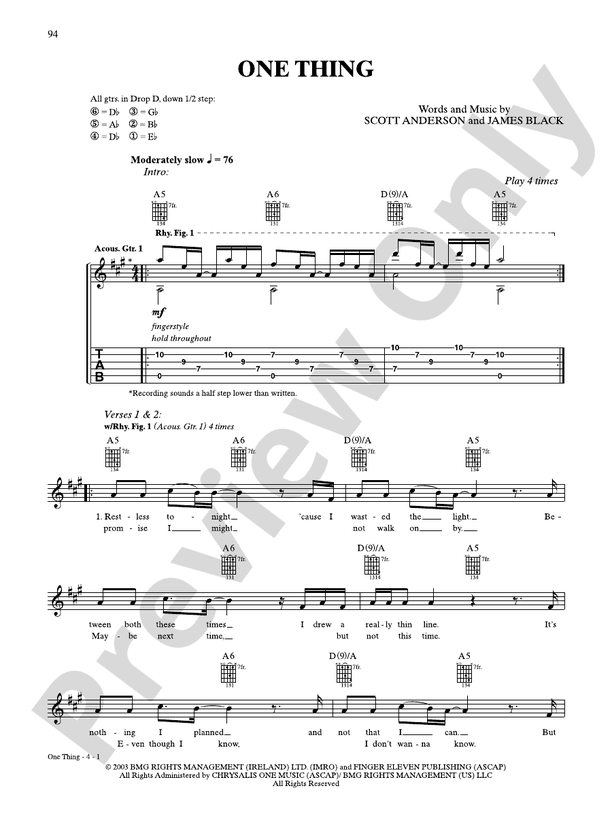 One Thing - Guitar TAB (Digital Download)
