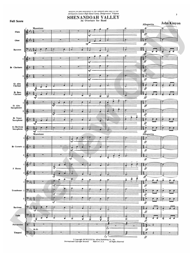 Shenandoah Valley - Concert Band Conductor Score & Parts (Digital Download)