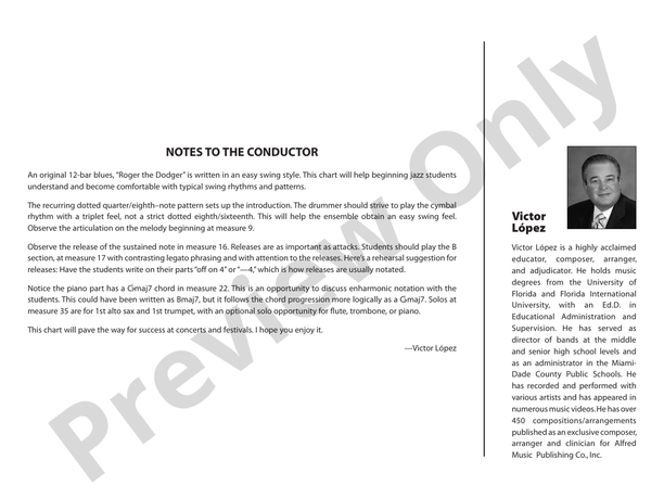 Roger the Dodger - Jazz Ensemble Conductor Score & Parts (Digital Download)