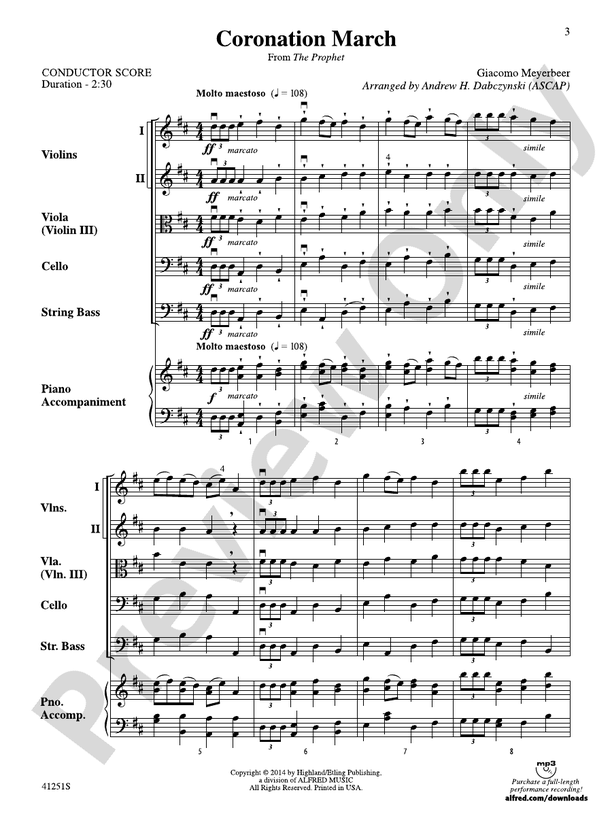 Coronation March (from The Prophet) – String Orchestra Conductor Score & Parts (Digital Download)