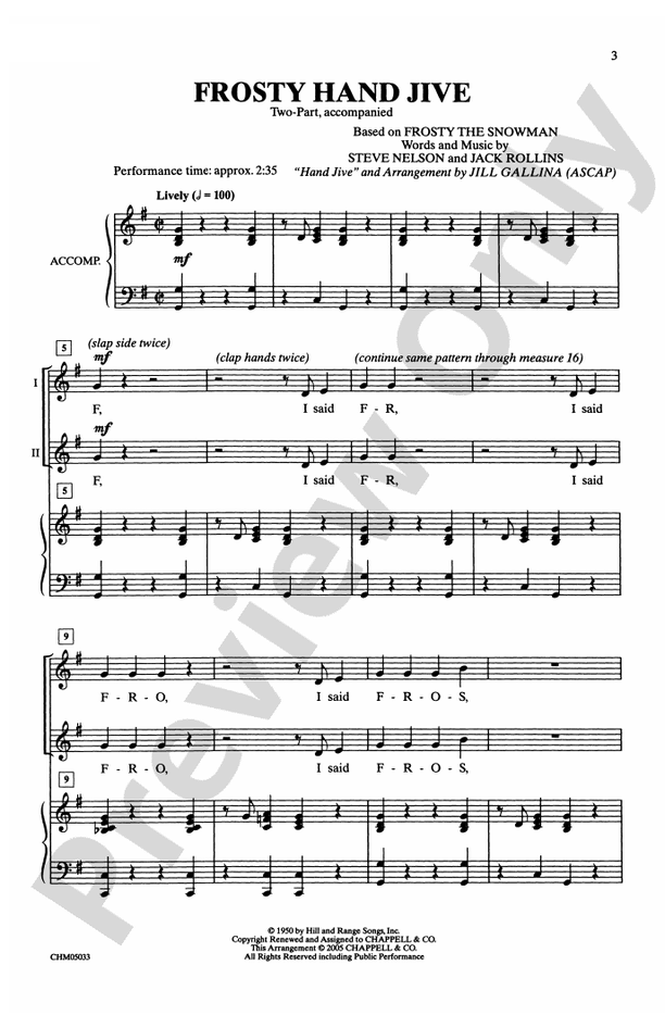Frosty Hand Jive – 2-Part Choral Octavo (Digital Download)