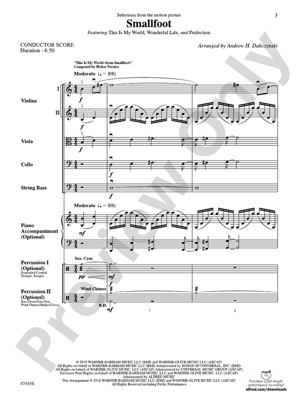 Smallfoot - String Orchestra Conductor Score & Parts (Digital Download)