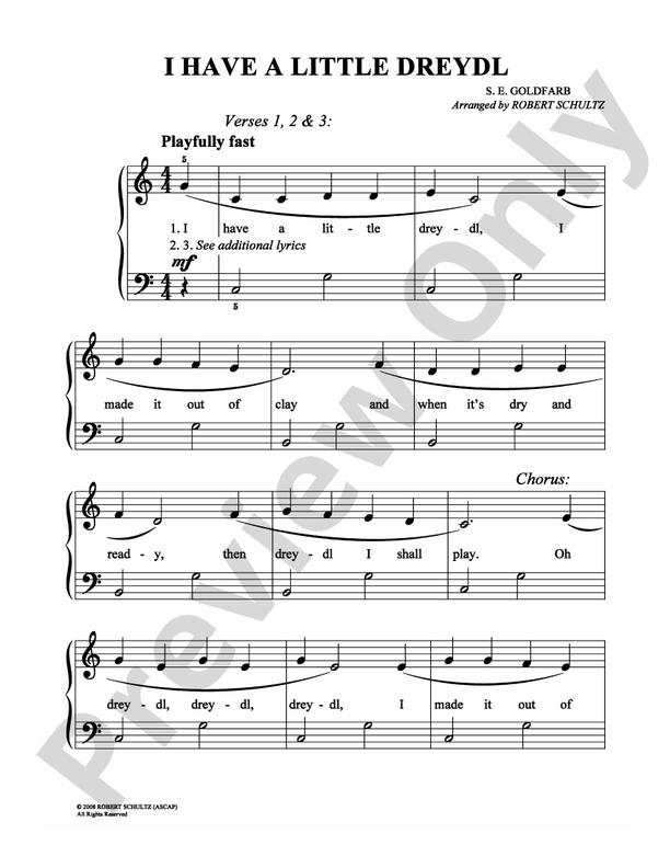 I Have a Little Dreydl - Arr. Robert Schultz (DSM-PS-0001381) - Easy Piano (Digital Download)