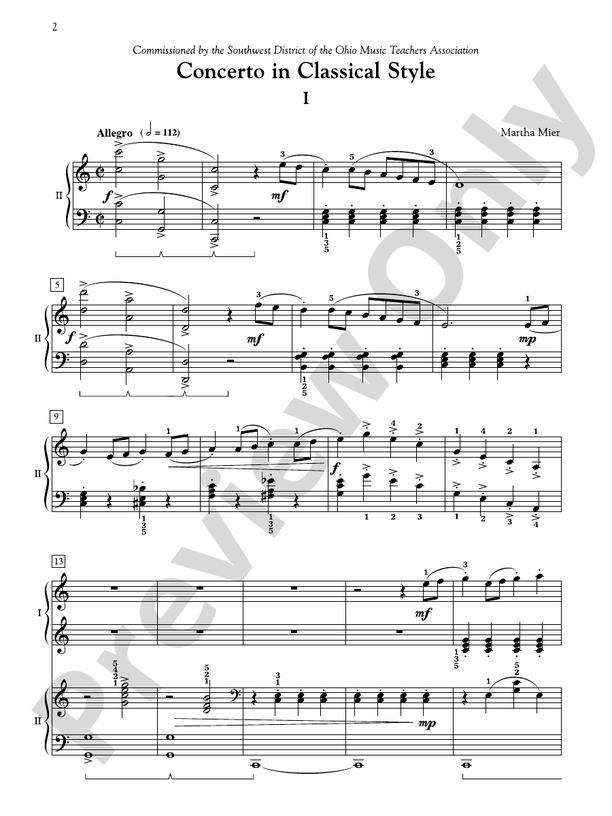 Concerto in Classical Style: In Three Movements for Solo Piano with Piano Accompaniment - 2 Pianos, 4 Hands (Digital Download)