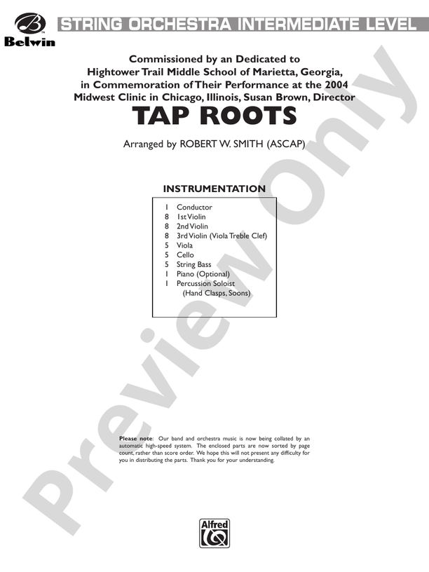 Tap Roots – String Orchestra Conductor Score & Parts (Digital Download)