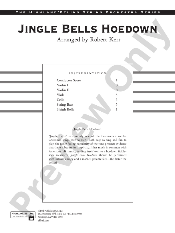 Jingle Bells Hoedown – String Orchestra Conductor Score & Parts (Digital Download)