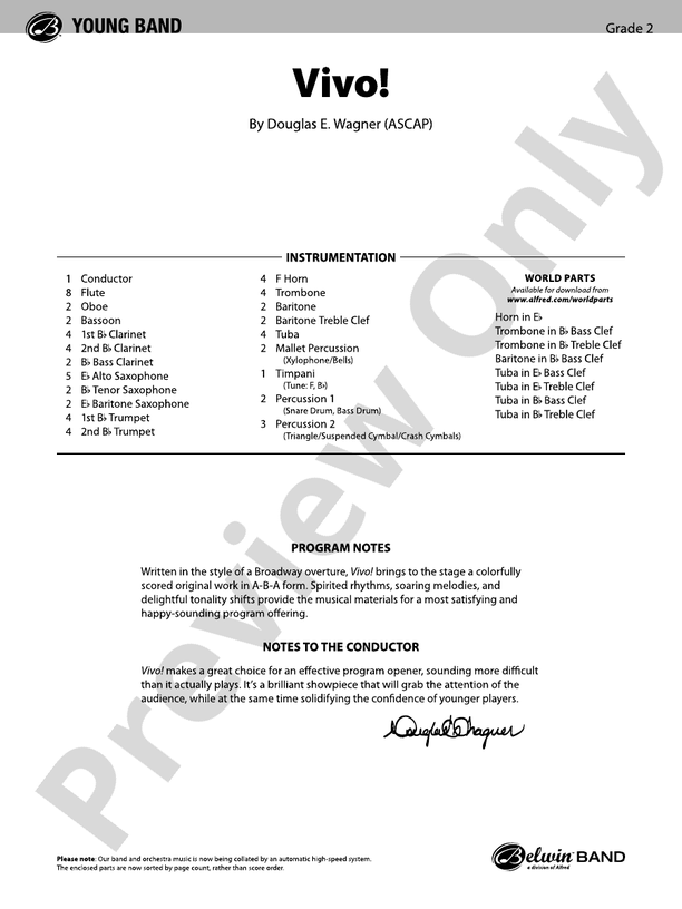 Vivo! - Concert Band Conductor Score & Parts (Digital Download)