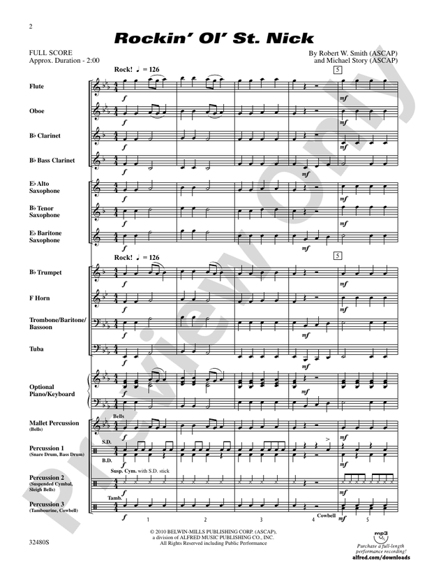 Rockin' Ol' St. Nick - Concert Band Conductor Score & Parts (Digital Download)