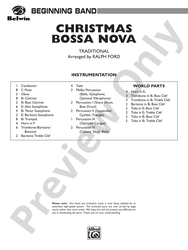 Christmas Bossa Nova - Concert Band Conductor Score & Parts (Digital Download)