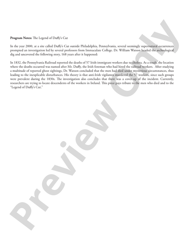 The Legend of Duffy's Cut – String Orchestra Conductor Score & Parts (Digital Download)