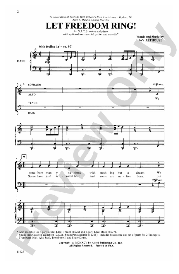 Let Freedom Ring! - Jay Althouse – SATB Choral Octavo (Digital Download)
