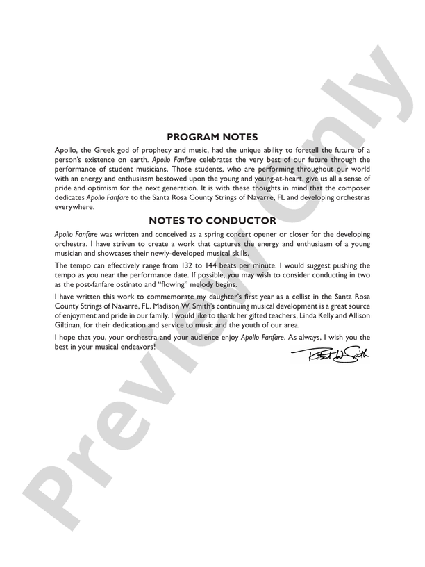 Apollo Fanfare – String Orchestra Conductor Score & Parts (Digital Download)