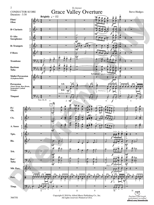 Grace Valley Overture - Concert Band Conductor Score & Parts (Digital Download)
