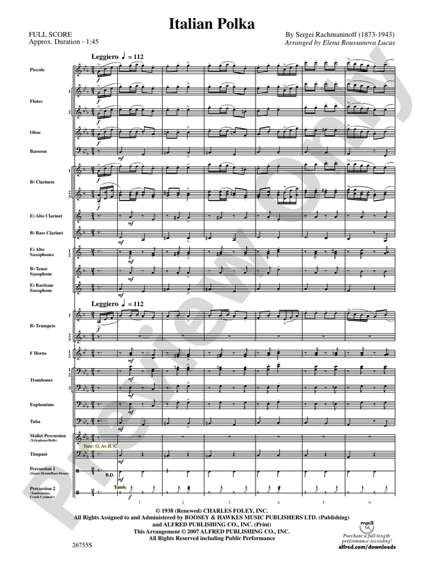 Italian Polka - Concert Band Conductor Score & Parts (Digital Download)