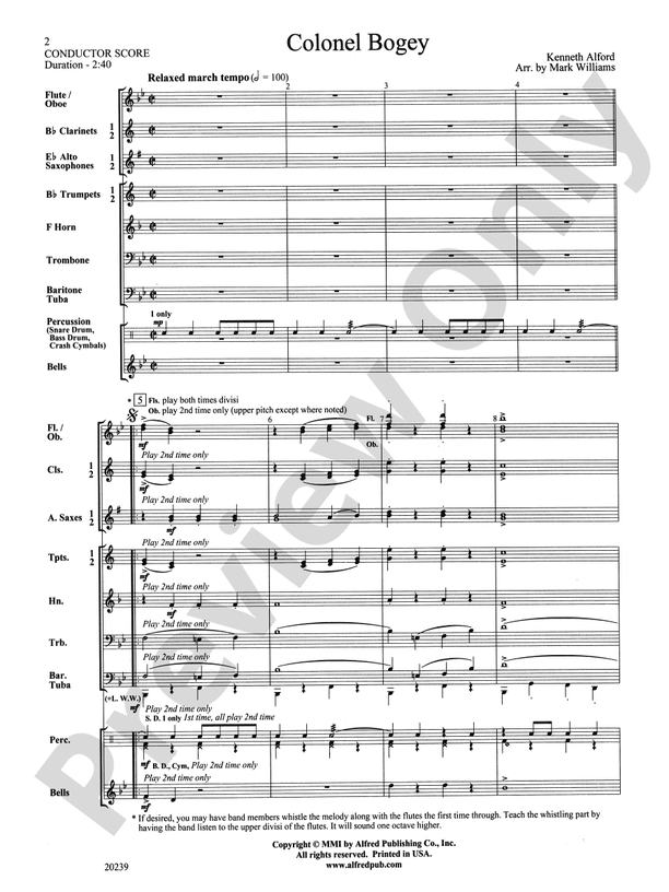 Colonel Bogey - Concert Band Conductor Score & Parts (Digital Download)